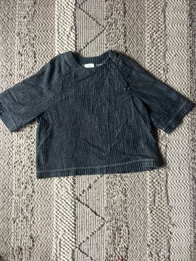 Dkny Black Textured Short-Sleeve Boxy Top